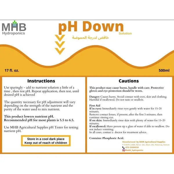MHB pH Down Solution - MHB Hydroponics
