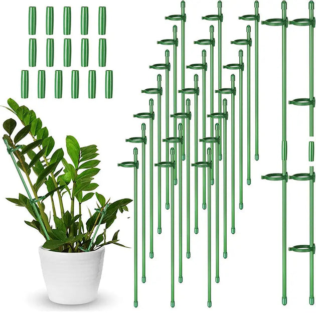Adjustable Plant Support Stakes – 12 Inch Garden Plant Cage with Clips & Connectors MHB Hydroponics