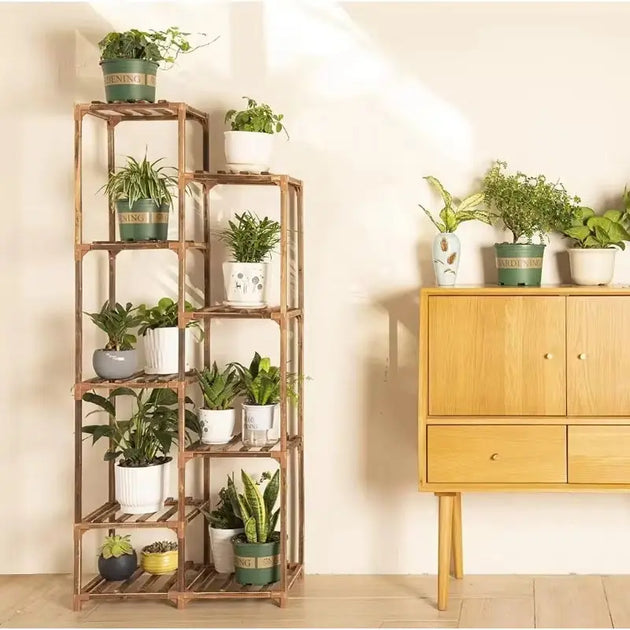 vertical plant stand indoor Tall Plant Stand – Modern Indoor Metal Stand for Houseplants – MHB Hydroponics