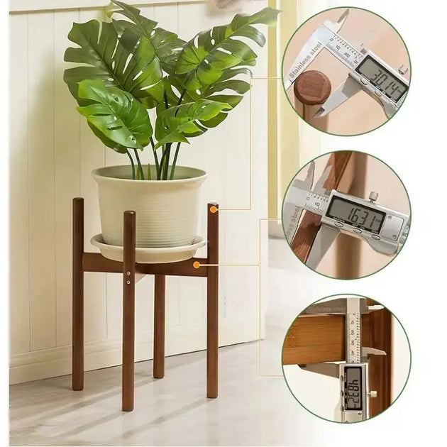 Adjustable Bamboo Plant Stand –Wooden Flower Pot Holder MHB Hydroponics