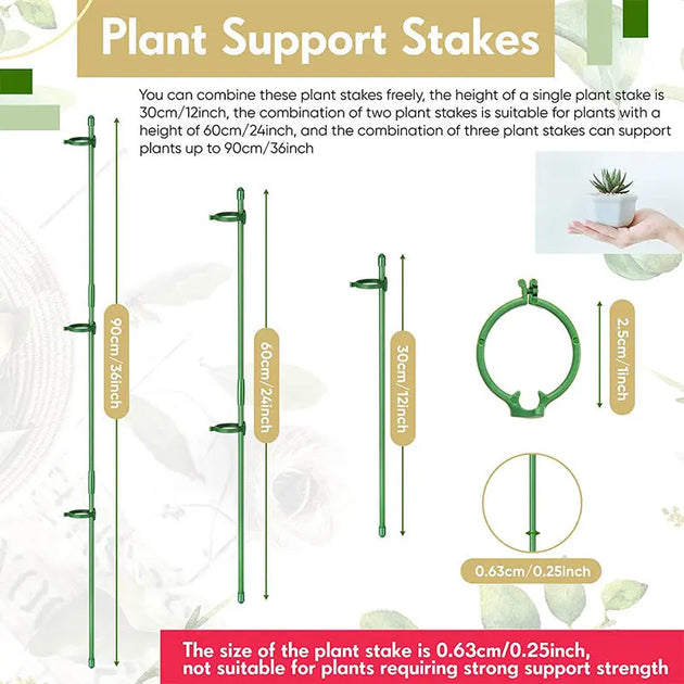 Adjustable Plant Support Stakes – 12 Inch Garden Plant Cage with Clips & Connectors MHB Hydroponics