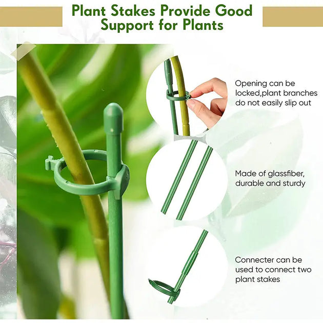 Adjustable Plant Support Stakes – 12 Inch Garden Plant Cage with Clips & Connectors MHB Hydroponics