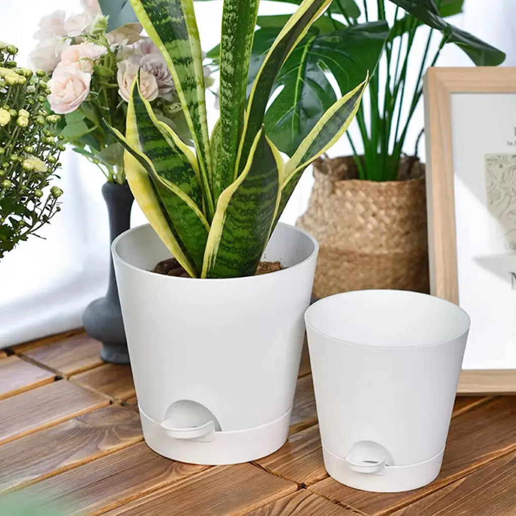 5-Piece Self-Watering Planters – White Flower Pots MHB Hydroponics