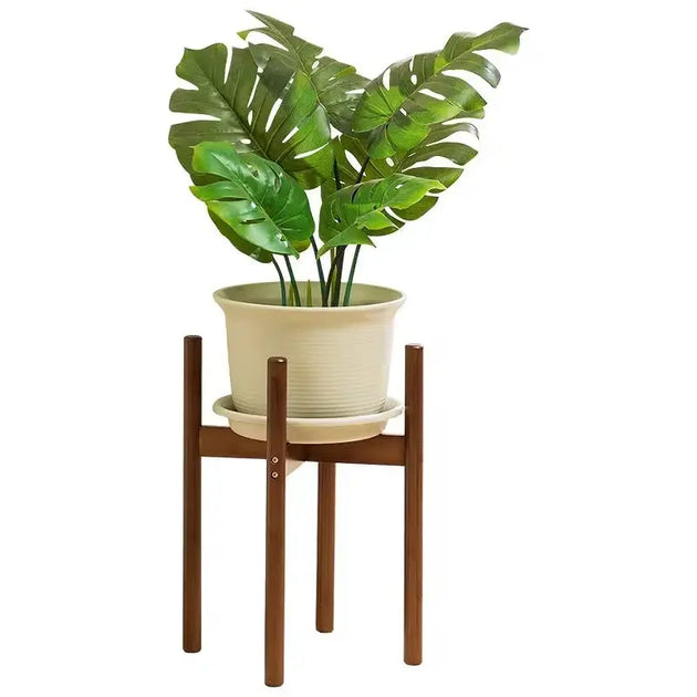 Adjustable Bamboo Plant Stand –Wooden Flower Pot Holder MHB Hydroponics