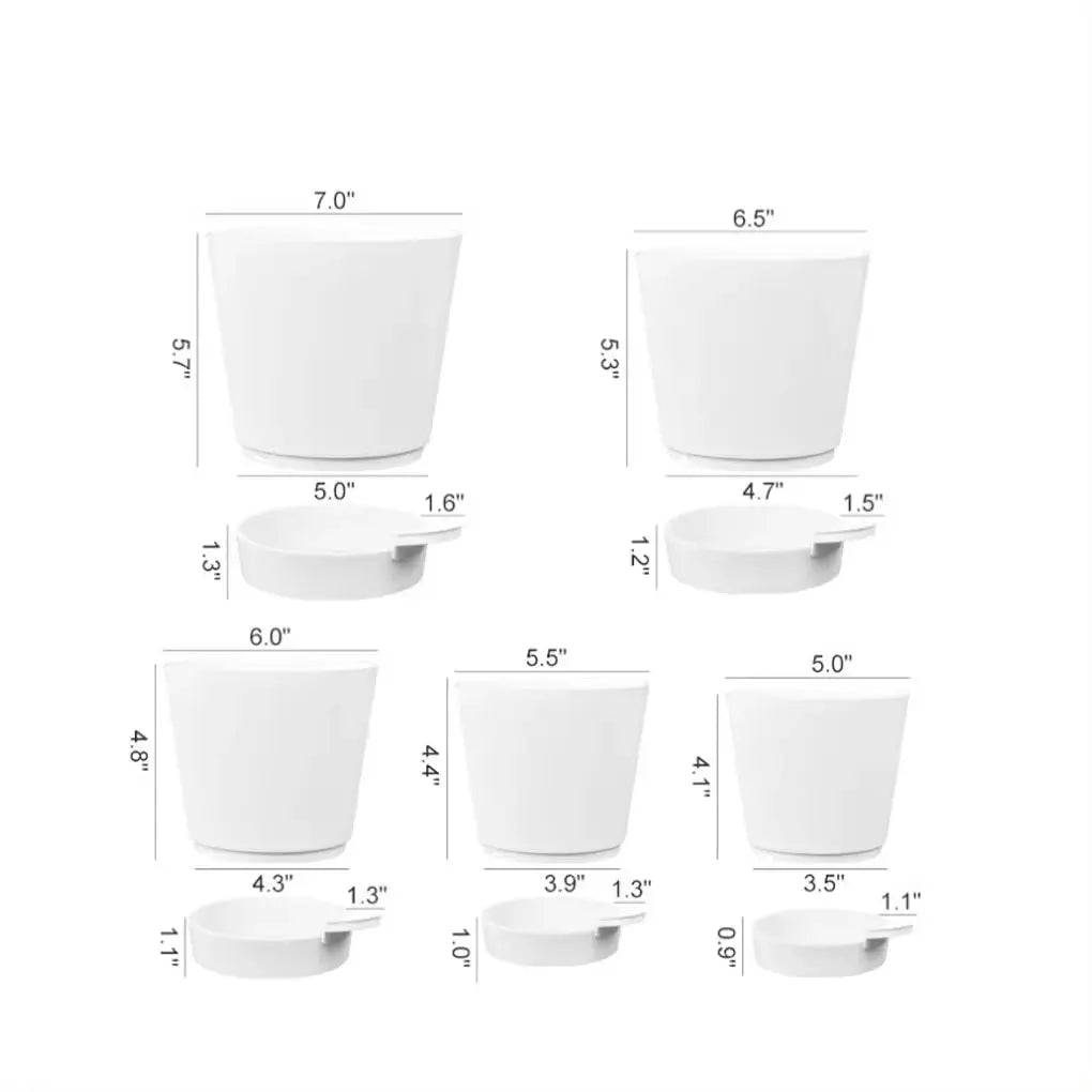 5-Piece Self-Watering Planters – White Flower Pots MHB Hydroponics