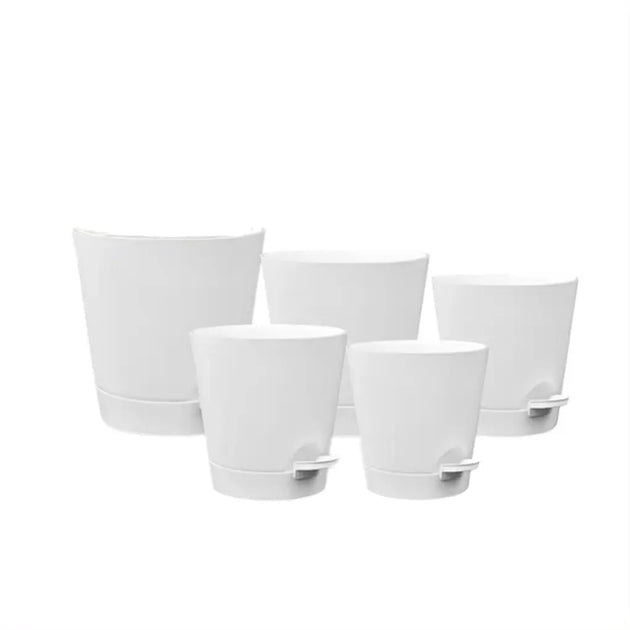 5-Piece Self-Watering Planters – White Flower Pots MHB Hydroponics