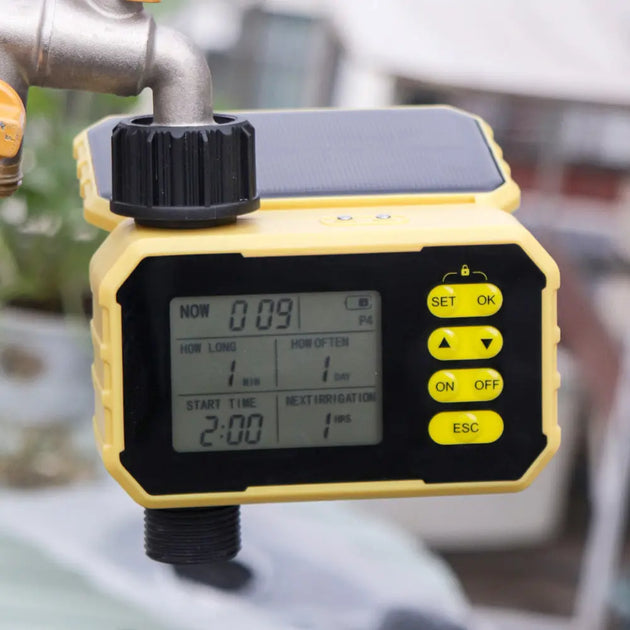 Solar-Powered Digital Watering Timer with Rain Sensor MHB Hydroponics