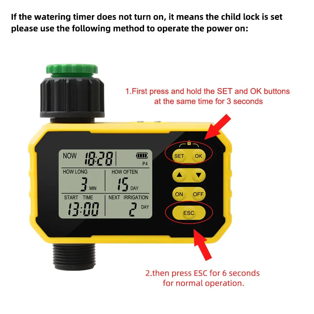 Solar-Powered Digital Watering Timer with Rain Sensor MHB Hydroponics
