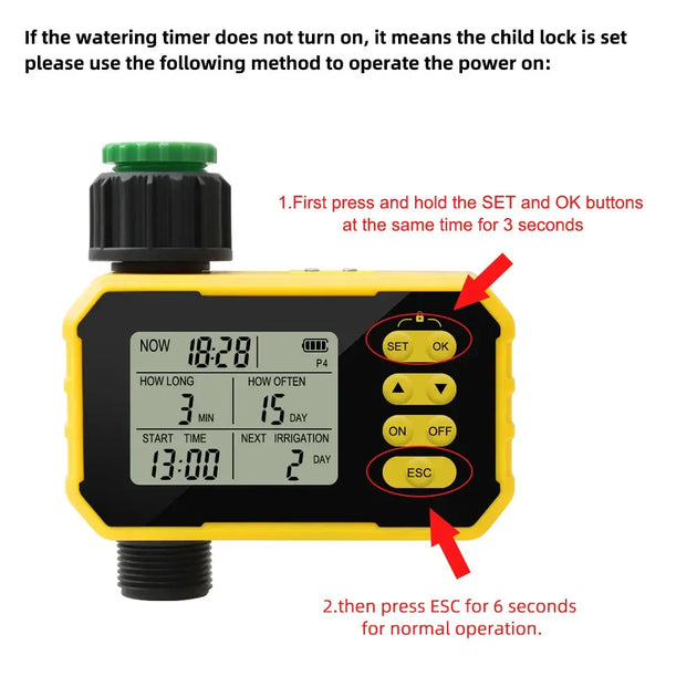 Solar-Powered Digital Watering Timer with Rain Sensor MHB Hydroponics