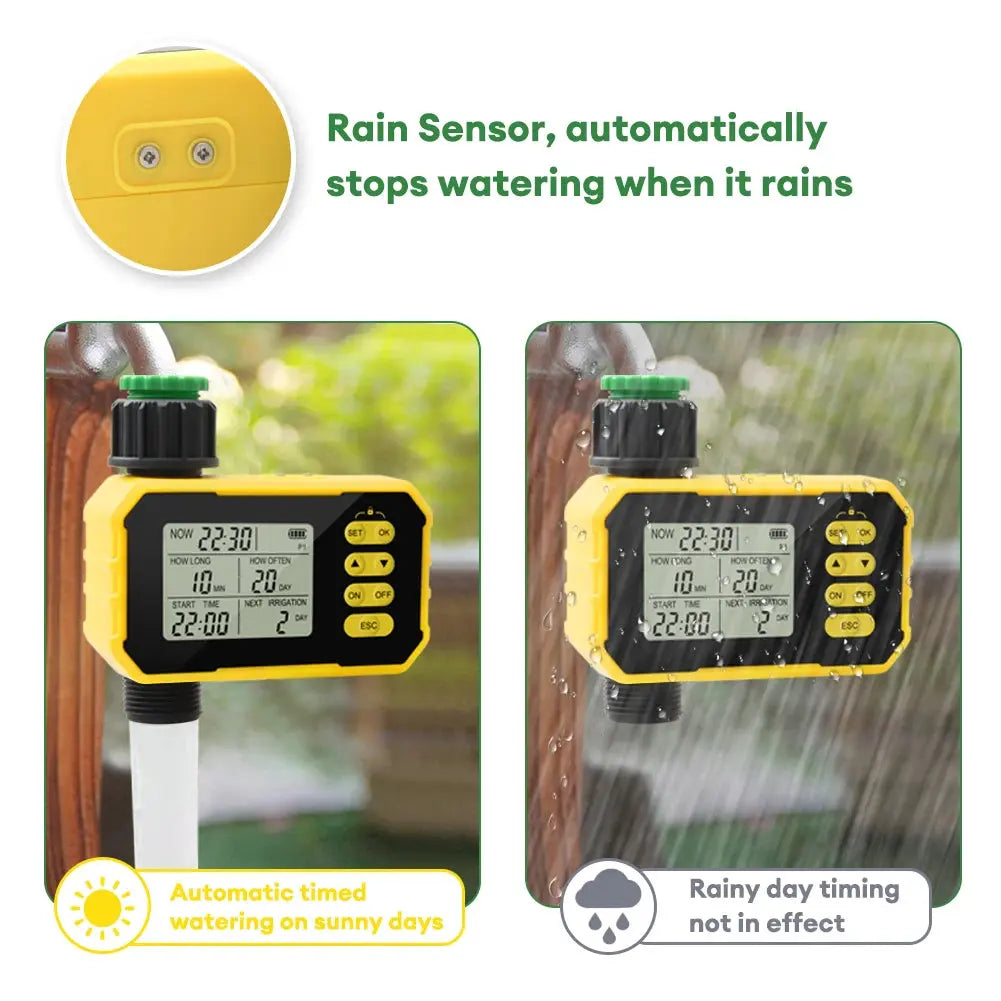 Solar-Powered Digital Watering Timer with Rain Sensor MHB Hydroponics