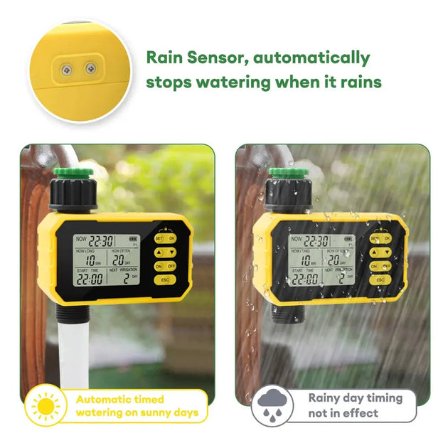 Solar-Powered Digital Watering Timer with Rain Sensor MHB Hydroponics