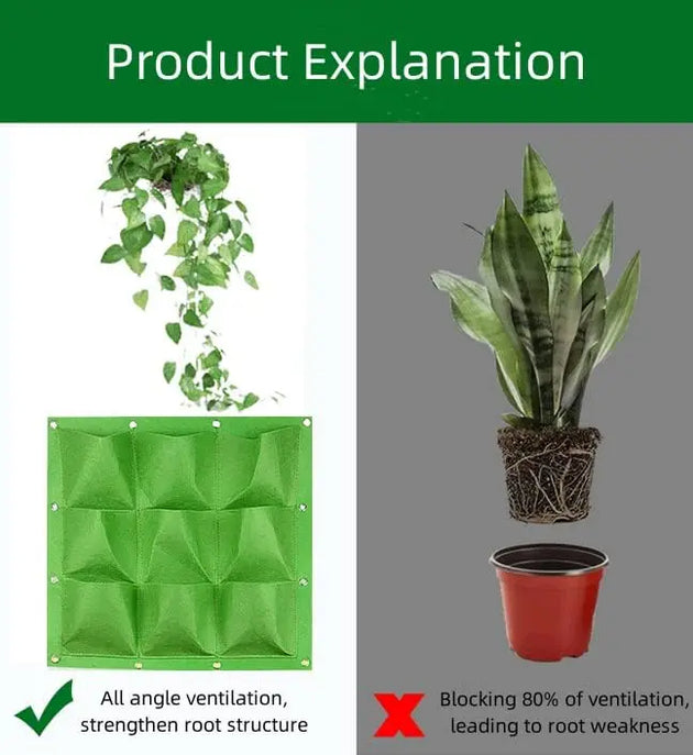Vertical Hanging Wall Planting Grow Bag with 36 Pockets MHB Hydroponics