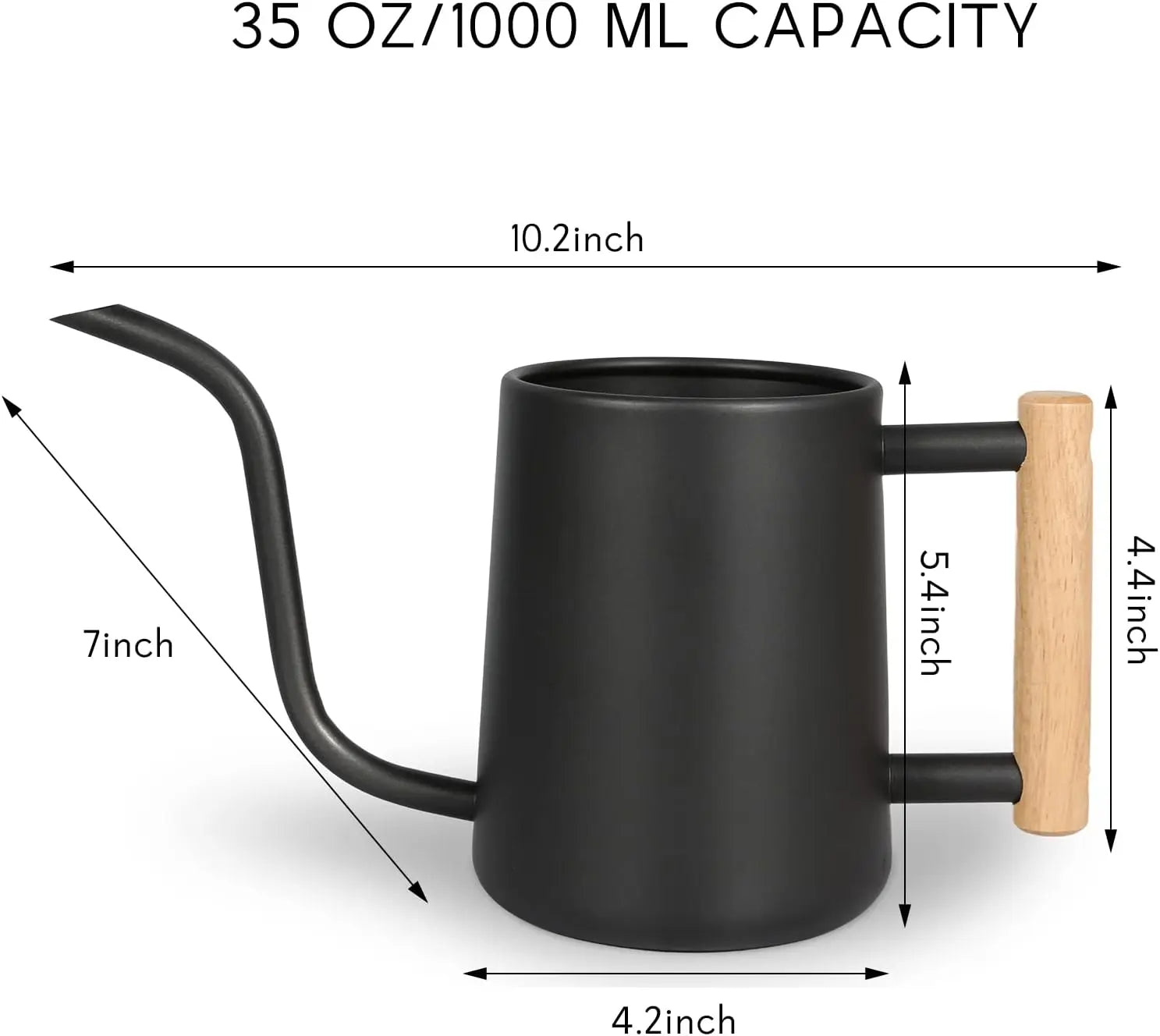 Watering Can for Indoor Plants, 35 oz/1000 ml Metal Stainless Steel MHB Hydroponics