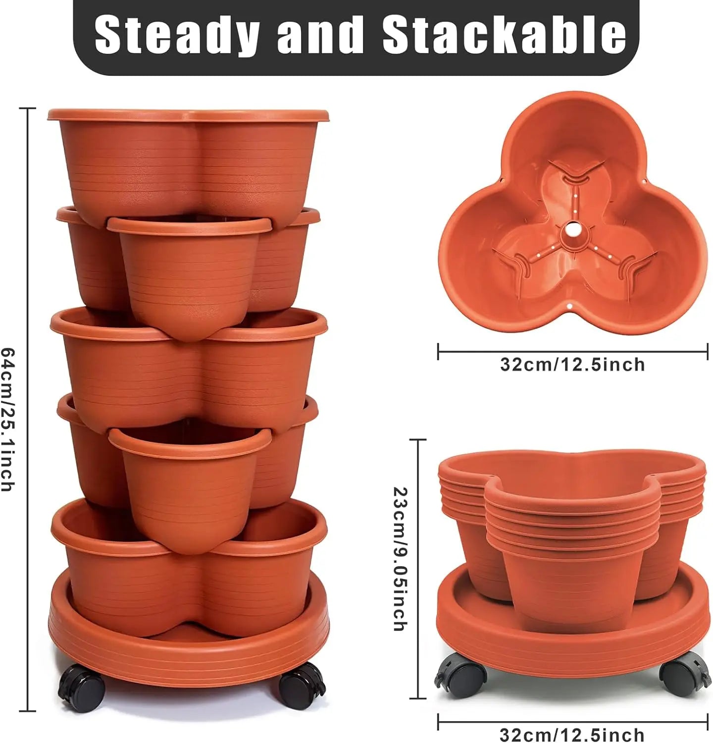 Tier Tower Pro™ Vertical Stackable Planter – 5-Tier Movable Garden with Self-Watering MHB Hydroponics