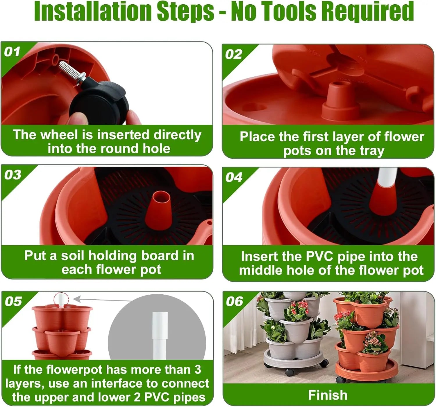Tier Tower Pro™ Vertical Stackable Planter – 5-Tier Movable Garden with Self-Watering MHB Hydroponics
