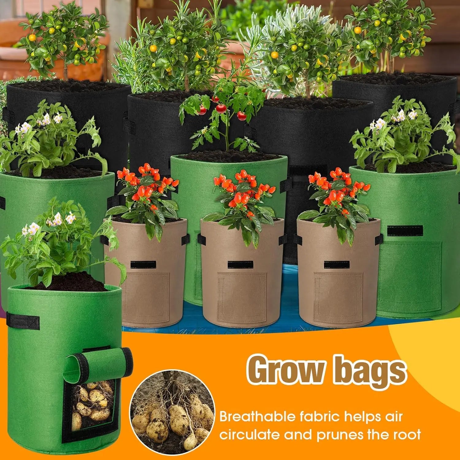 Potato Grow Bags with Flap and Handle MHB Hydroponics