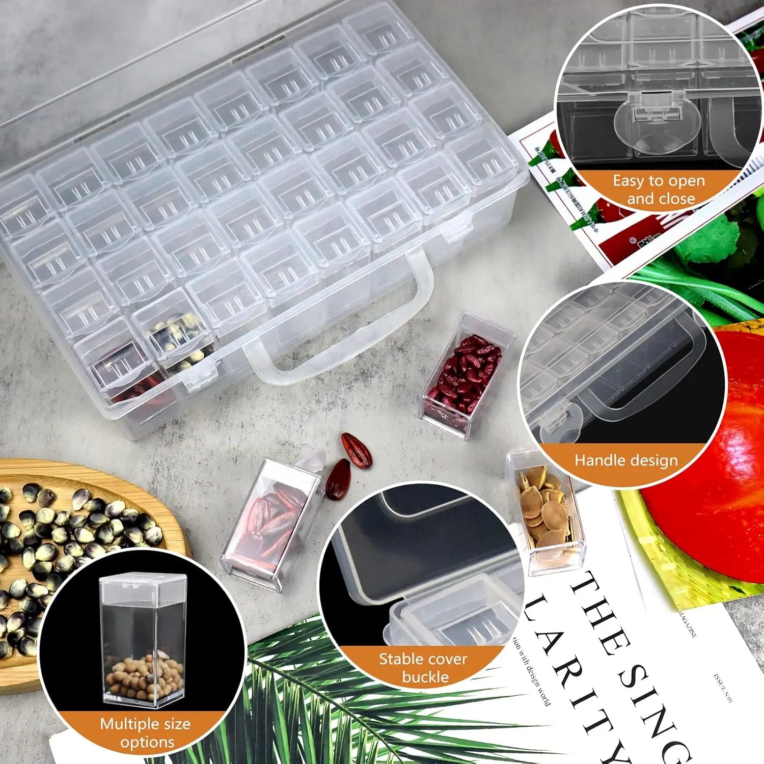 Garden Seed Storage Organizer Box Set – 32-Slot Transparent Container MHB Hydroponics