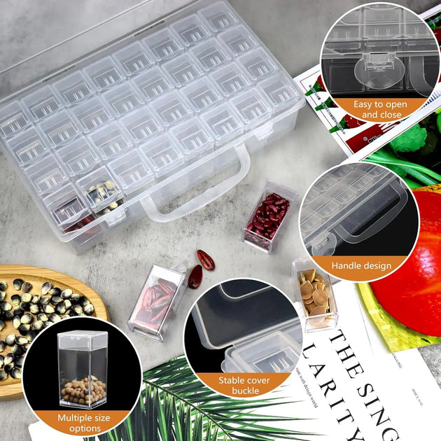 Garden Seed Storage Organizer Box Set – 32-Slot Transparent Container MHB Hydroponics