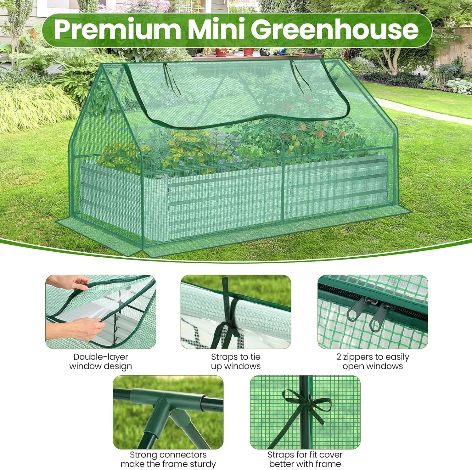Galvanized Raised Garden Bed with Cover MHB Hydroponics