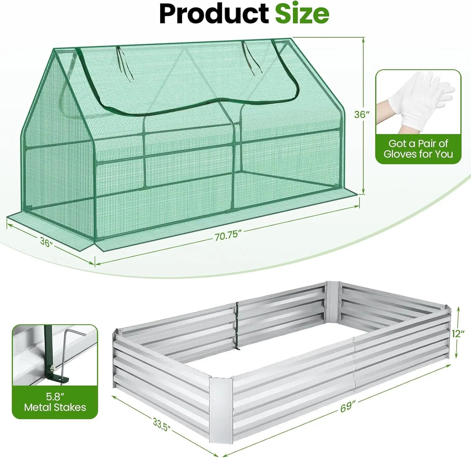 Galvanized Raised Garden Bed with Cover MHB Hydroponics