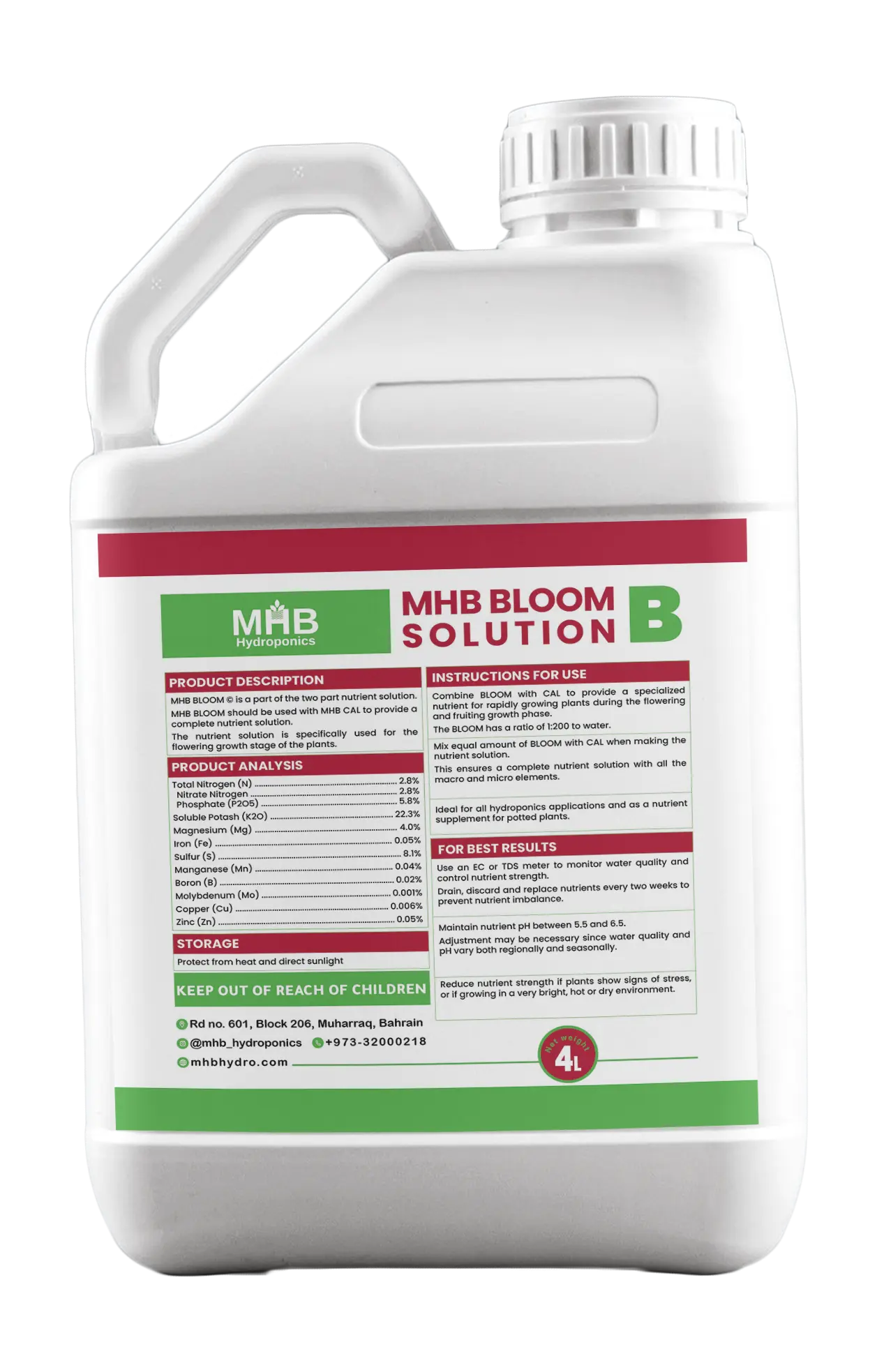 MHB BLOOM Solution B2 MHB Hydroponics