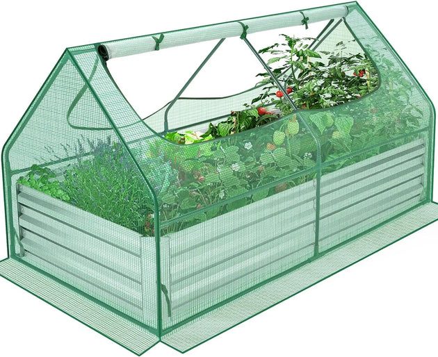 Galvanized Raised Garden Bed with Cover MHB Hydroponics