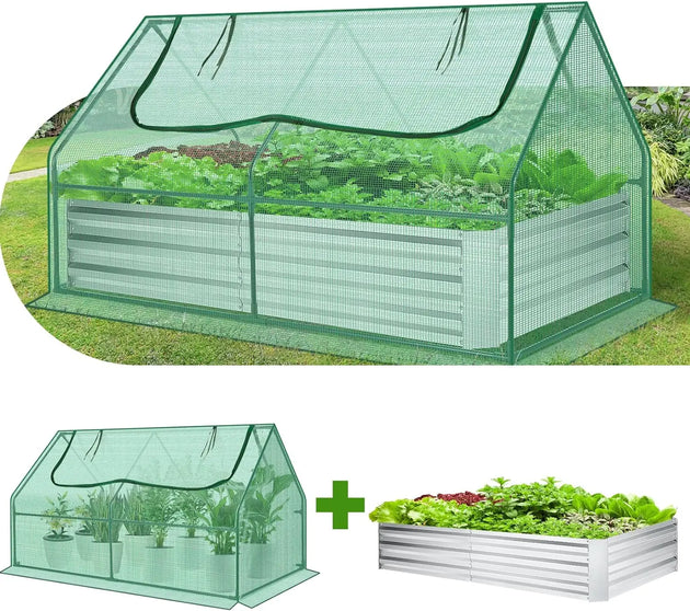 Galvanized Raised Garden Bed with Cover MHB Hydroponics