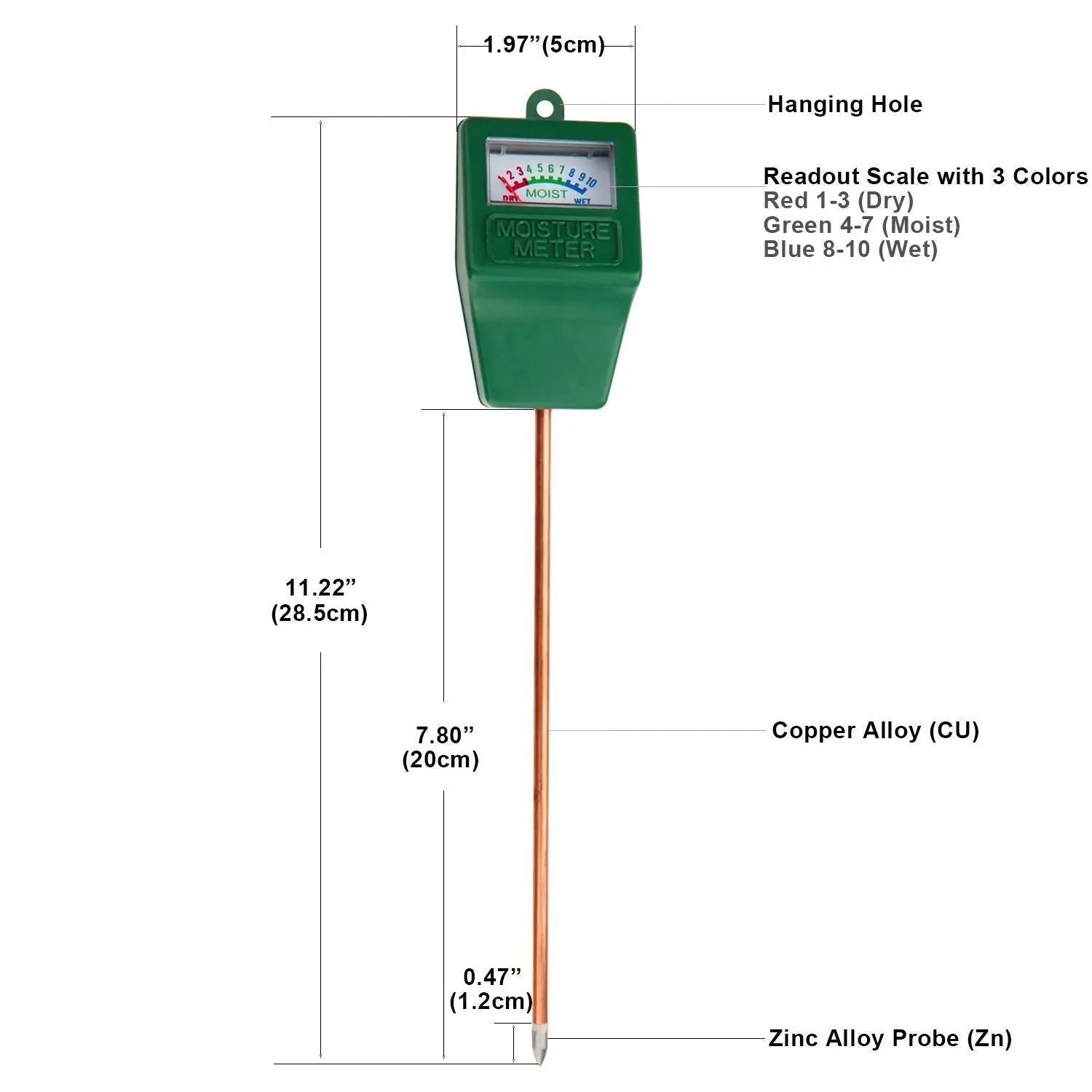 Analogue Soil Moisture & pH meter MHB Hydroponics