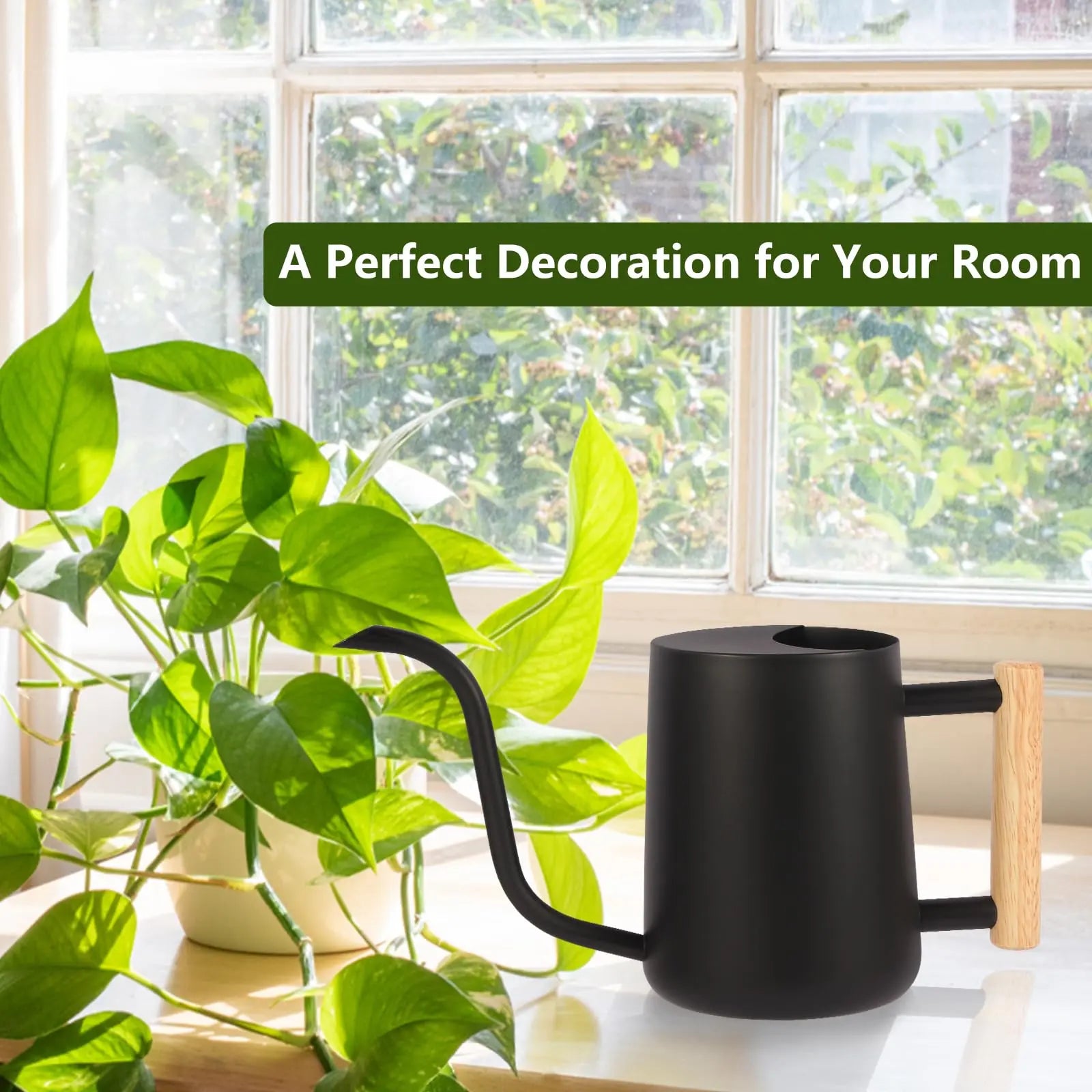 Watering Can for Indoor Plants, 35 oz/1000 ml Metal Stainless Steel MHB Hydroponics