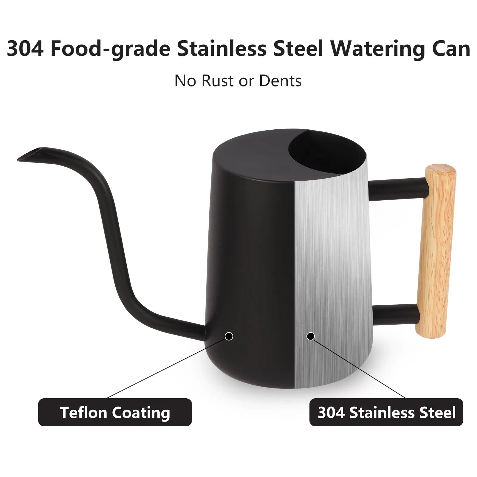 Watering Can for Indoor Plants, 35 oz/1000 ml Metal Stainless Steel MHB Hydroponics