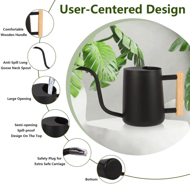Watering Can for Indoor Plants, 35 oz/1000 ml Metal Stainless Steel MHB Hydroponics