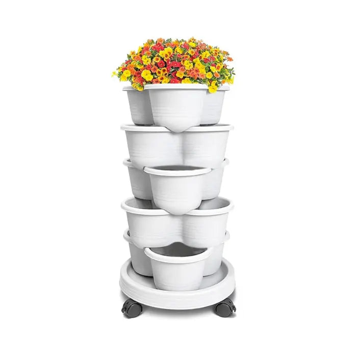 Tier Tower Pro™ Vertical Stackable Planter – 5-Tier Movable Garden with Self-Watering MHB Hydroponics