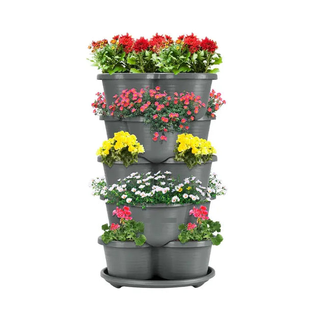Tier Tower Pro™ Vertical Stackable Planter – 5-Tier Movable Garden with Self-Watering MHB Hydroponics