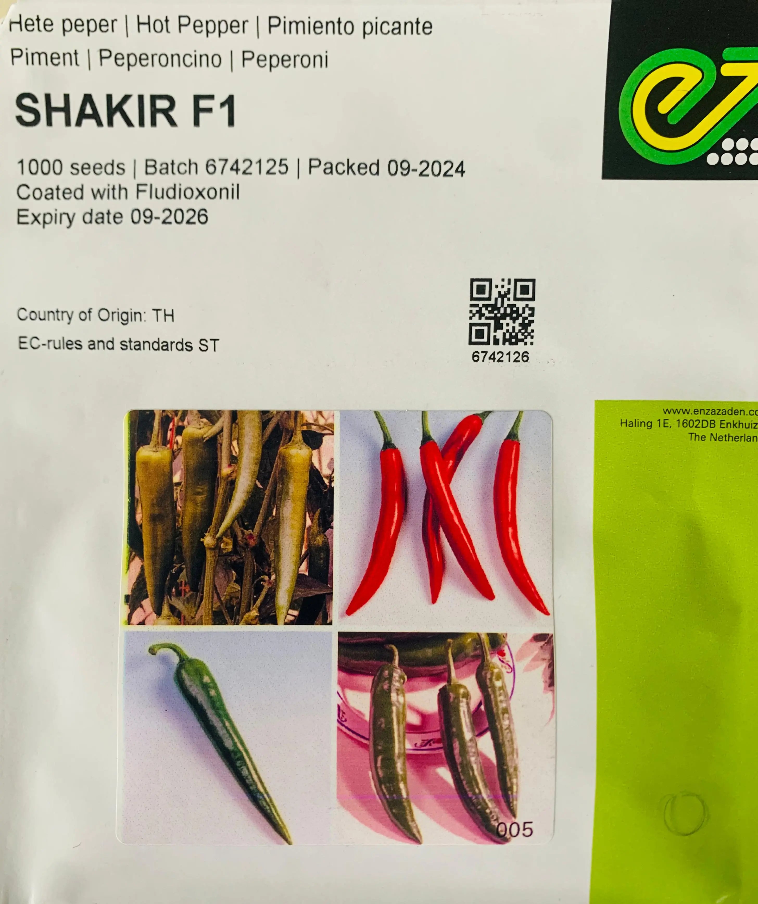 Shakir Hot Pepper F1 - Enza Zaden (10 seeds) Enza Zaden