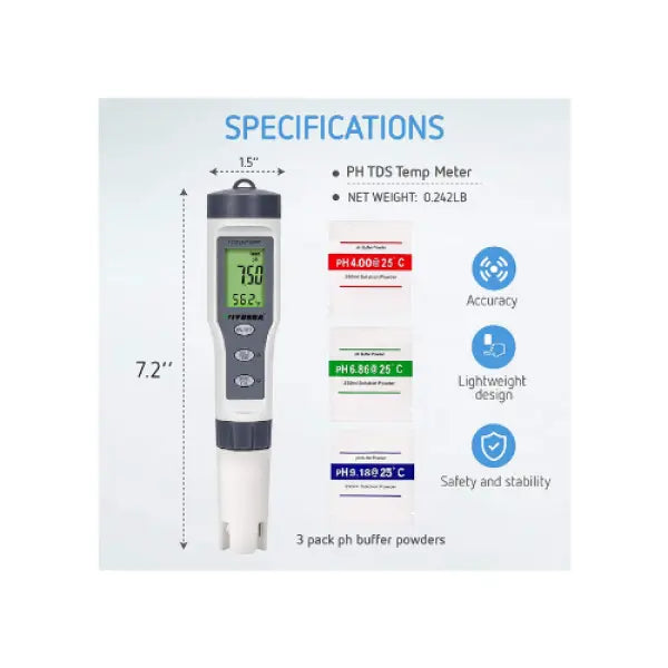 3 in 1 (pH, PPM, Temp) Meter MHB Hydroponics